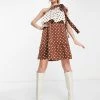 Y.A.S Recycle Blend One Shoulder Mini Dress In Chocolate Polka Dot For Women Chocolate Spot 1 Y.A.S Recycle Blend One Shoulder Mini Dress In Chocolate Polka Dot For Women Chocolate Spot -Women's Y.A.S Sales Shop unnamed file 150