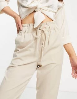 Y.A.S. Drawstring Waist Cuffed Trousers Co-ord In Stone For Women Birch -Women's Y.A.S Sales Shop unnamed file 1501