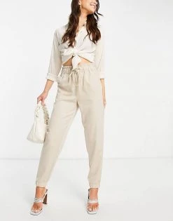 Y.A.S. Drawstring Waist Cuffed Trousers Co-ord In Stone For Women Birch -Women's Y.A.S Sales Shop unnamed file 1502