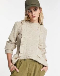 Y.A.S Frill Detail Jumper In Beige For Women -Women's Y.A.S Sales Shop unnamed file 1522