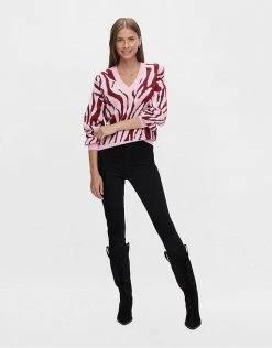 Y.A.S V Neck Jumper In Pink Animal Print For Women -Women's Y.A.S Sales Shop unnamed file 1530