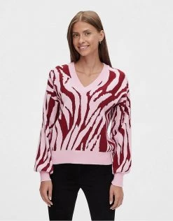 Y.A.S V Neck Jumper In Pink Animal Print For Women -Women's Y.A.S Sales Shop unnamed file 1532