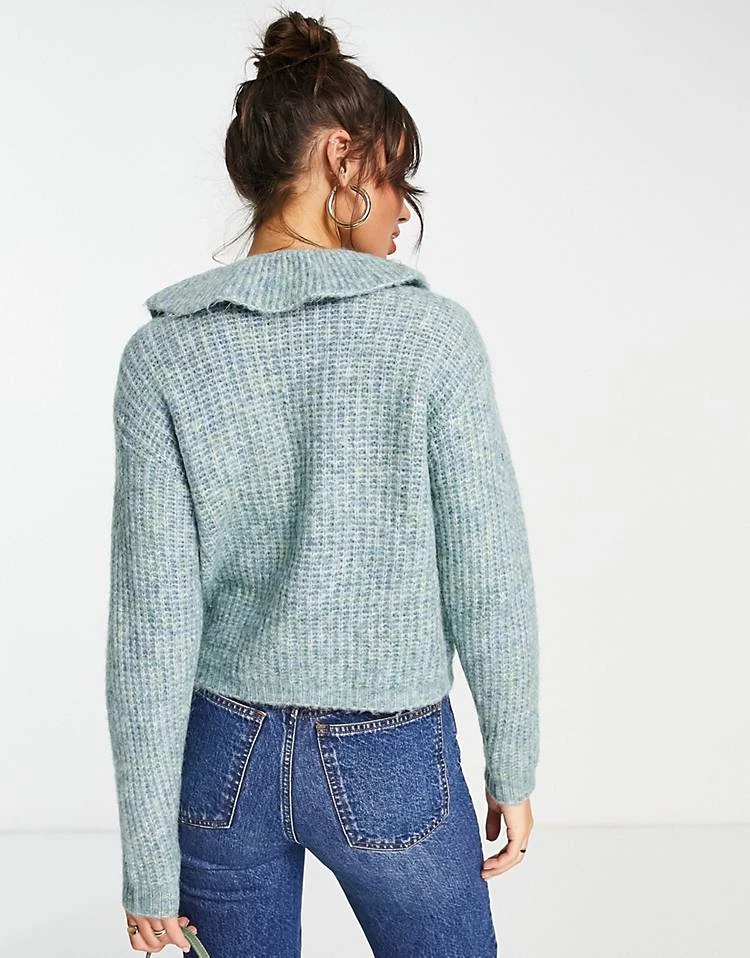 Y.A.S Oversized Collar Cardigan In Blue For Women 4 Y.A.S Oversized Collar Cardigan In Blue For Women - Image 2