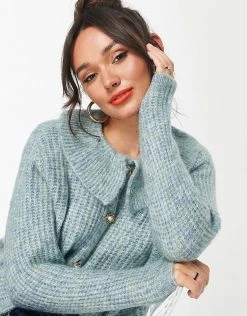 Y.A.S Oversized Collar Cardigan In Blue For Women 9 Y.A.S Oversized Collar Cardigan In Blue For Women -Women's Y.A.S Sales Shop unnamed file 1535