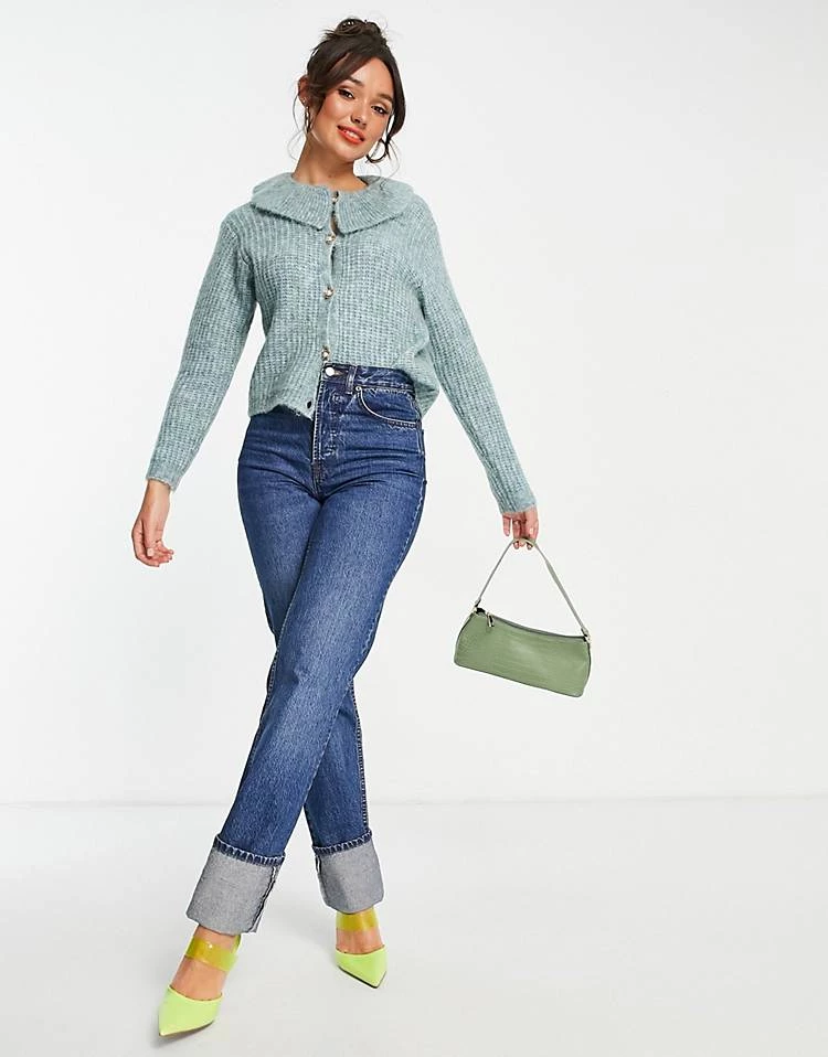 Y.A.S Oversized Collar Cardigan In Blue For Women 6 Y.A.S Oversized Collar Cardigan In Blue For Women - Image 4