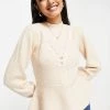 Y.A.S Fitted Jumper With Peplum Detail In Beige For Women