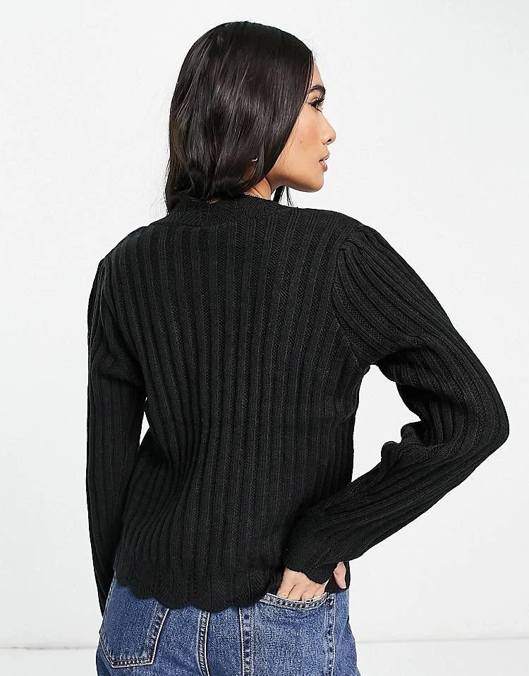Y.A.S Scallop Edge Cardigan In Black For Women 4 Y.A.S Scallop Edge Cardigan In Black For Women - Image 2