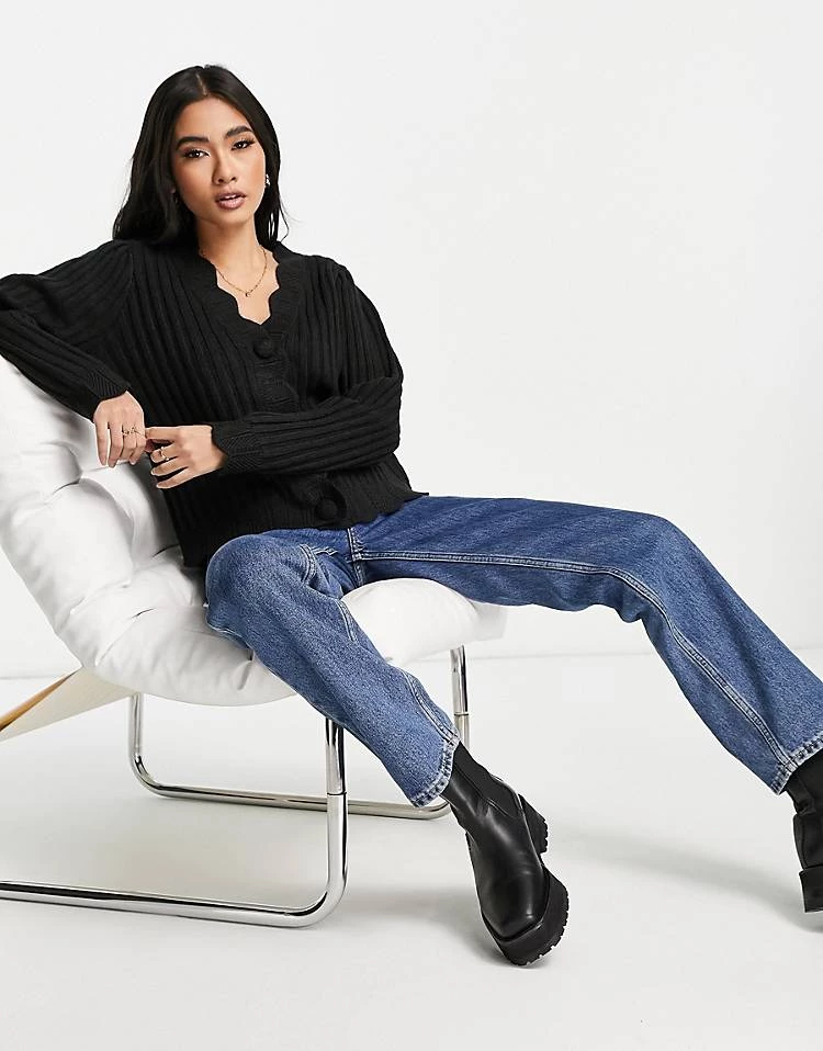 Y.A.S Scallop Edge Cardigan In Black For Women 6 Y.A.S Scallop Edge Cardigan In Black For Women - Image 4