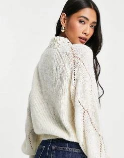 Y.A.S Lace Collar Detail Cardigan In Cream For Women -Women's Y.A.S Sales Shop unnamed file 1560