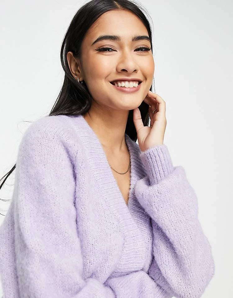 Y.A.S Fluffy Cardigan In Lilac For Women 5 Y.A.S Fluffy Cardigan In Lilac For Women - Image 3