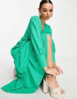 Y.A.S Belted Tiered Maxi Dress In Bright Green For Women -Women's Y.A.S Sales Shop unnamed file 158