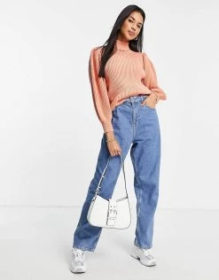 Y.A.S Volume Sleeve Roll Neck Jumper In Orange For Women -Women's Y.A.S Sales Shop unnamed file 1586