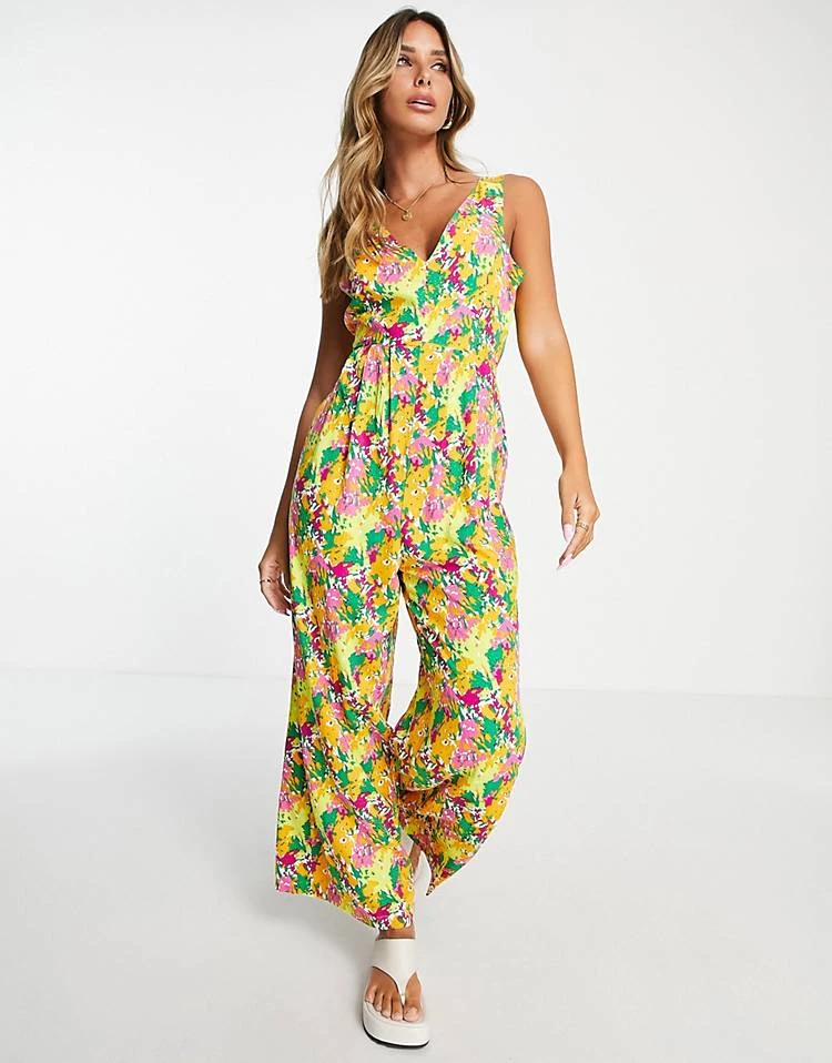 Y.A.S V-neck Jumpsuit In Retro Floral For Women Multi 4 Y.A.S V-neck Jumpsuit In Retro Floral For Women Multi - Image 2