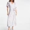 Y.A.S Frill Detail Wrap Midi Dress In Pink & Blue Print For Women Blue & Pink -Women's Y.A.S Sales Shop unnamed file 160