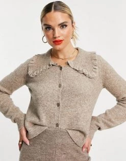 Y.A.S Collar Detail Cardigan In Beige For Women Tan -Women's Y.A.S Sales Shop unnamed file 1600