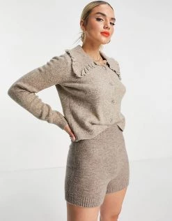 Y.A.S Collar Detail Cardigan In Beige For Women Tan -Women's Y.A.S Sales Shop unnamed file 1601