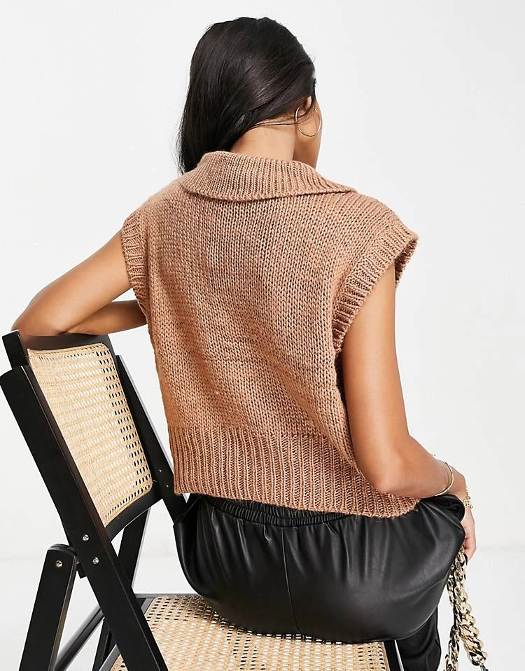 Y.A.S Cable Knitted Vest In Brown For Women 4 Y.A.S Cable Knitted Vest In Brown For Women - Image 2
