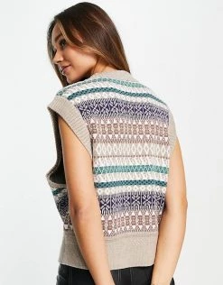 Y.A.S Printed Knitted Vest In Cream For Women -Women's Y.A.S Sales Shop unnamed file 1619