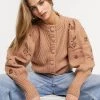 Y.A.S Embroidered Volume Sleeve Cardigan In Camel For Women -Women's Y.A.S Sales Shop unnamed file 1623