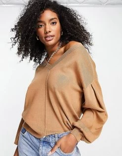 Y.A.S Volume Sleeve Jumper In Camel For Women -Women's Y.A.S Sales Shop unnamed file 1642