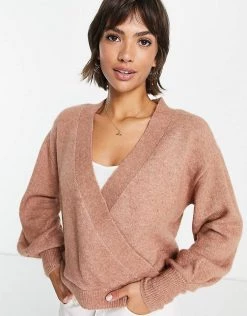 Y.A.S Wrap Front Jumper In Camel For Women