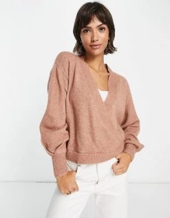 Y.A.S Wrap Front Jumper In Camel For Women -Women's Y.A.S Sales Shop unnamed file 1645