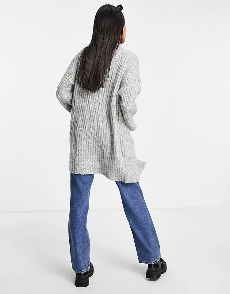 Y.A.S Chunky Rib Cardigan In Grey For Women Light Grey Melange 4 Y.A.S Chunky Rib Cardigan In Grey For Women Light Grey Melange - Image 2