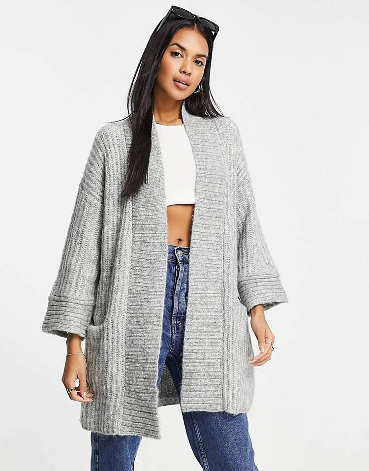 Y.A.S Chunky Rib Cardigan In Grey For Women Light Grey Melange 7 Y.A.S Chunky Rib Cardigan In Grey For Women Light Grey Melange - Image 5
