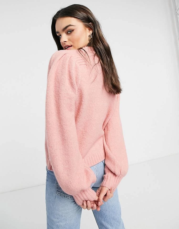 Y.A.S Cardigan With Volume Sleeve In Pink For Women Blush 4 Y.A.S Cardigan With Volume Sleeve In Pink For Women Blush - Image 2