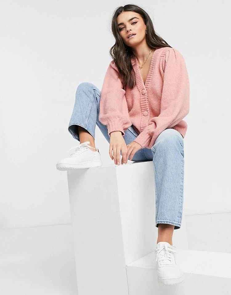 Y.A.S Cardigan With Volume Sleeve In Pink For Women Blush 6 Y.A.S Cardigan With Volume Sleeve In Pink For Women Blush - Image 4