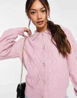 Y.A.S Cable Knit Cardigan In Pink For Women -Women's Y.A.S Sales Shop unnamed file 1705