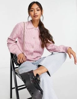 Y.A.S Cable Knit Cardigan In Pink For Women -Women's Y.A.S Sales Shop unnamed file 1706