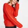 Y.A.S. Jenna Rib Knit Jumper In Red For Women Firey Red