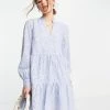 Y.A.S High Neck Broderie Mini Dress In Pale Blue For Women -Women's Y.A.S Sales Shop unnamed file 175
