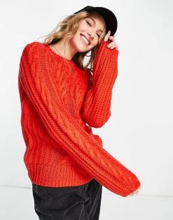 Y.A.S. Jenna Rib Knit Jumper In Red For Women Firey Red -Women's Y.A.S Sales Shop unnamed file 1751