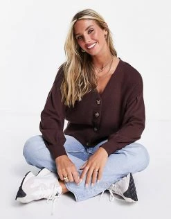 Y.A.S. Pelo Volume Sleeve Cardigan In Brown For Women Bitter Chocolate -Women's Y.A.S Sales Shop unnamed file 1765