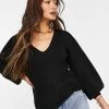 Y.A.S. Veneda Volume Sleeve V Neck Jumper In Black For Women Black Melange 2 Y.A.S. Veneda Volume Sleeve V Neck Jumper In Black For Women Black Melange -Women's Y.A.S Sales Shop unnamed file 1767