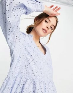 Y.A.S High Neck Broderie Mini Dress In Pale Blue For Women 9 Y.A.S High Neck Broderie Mini Dress In Pale Blue For Women -Women's Y.A.S Sales Shop unnamed file 177