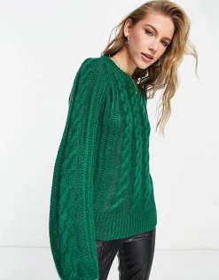 Y.A.S. Jenna Rib Knit Jumper In Green For Women Evergreen