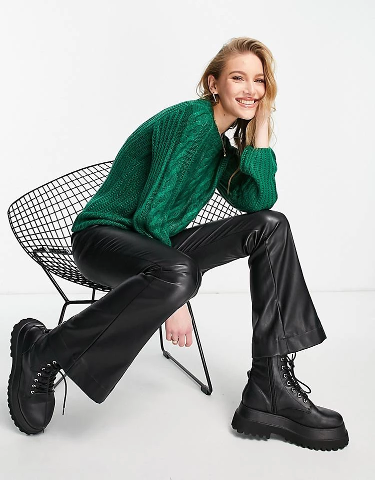 Y.A.S. Jenna Rib Knit Jumper In Green For Women Evergreen 5 Y.A.S. Jenna Rib Knit Jumper In Green For Women Evergreen - Image 3