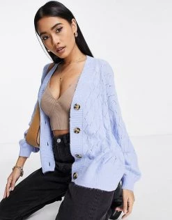 Y.A.S. Stremla Knit Detail Cardigan In Blue For Women Windsurfer