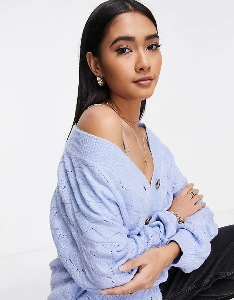 Y.A.S. Stremla Knit Detail Cardigan In Blue For Women Windsurfer 5 Y.A.S. Stremla Knit Detail Cardigan In Blue For Women Windsurfer - Image 3