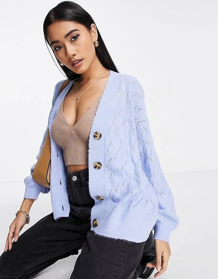 Y.A.S. Stremla Knit Detail Cardigan In Blue For Women Windsurfer 7 Y.A.S. Stremla Knit Detail Cardigan In Blue For Women Windsurfer - Image 5