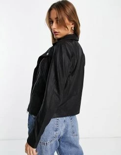 Y.A.S Sophie Soft Leather Biker Jacket For Women Black -Women's Y.A.S Sales Shop unnamed file 1789