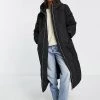 Y.A.S Longline Padded Coat In Black For Women