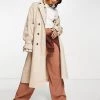 Y.A.S Trench Coat With Draw Cord Waist In Beige For Women