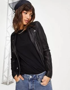 Y.A.S Sophie Soft Leather Jacket In Black For Women -Women's Y.A.S Sales Shop unnamed file 1816