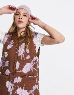 Y.A.S Padded Floral Gilet In Brown For Women -Women's Y.A.S Sales Shop unnamed file 1823
