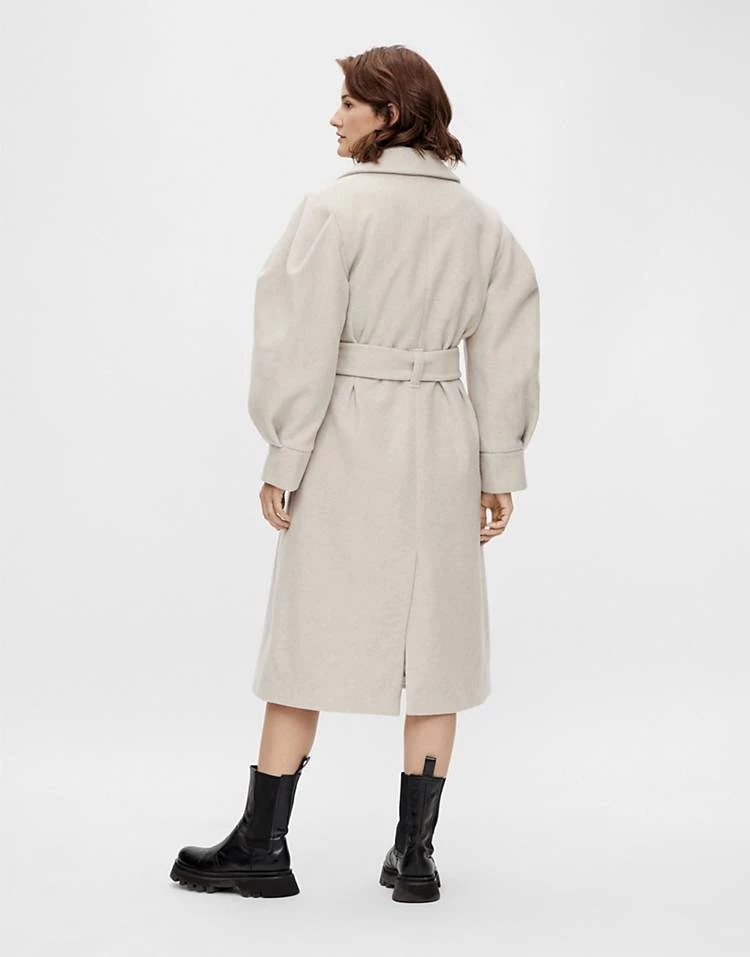 Y.A.S Volume Sleeve Belted Coat In Stone For Women 6 Y.A.S Volume Sleeve Belted Coat In Stone For Women - Image 4