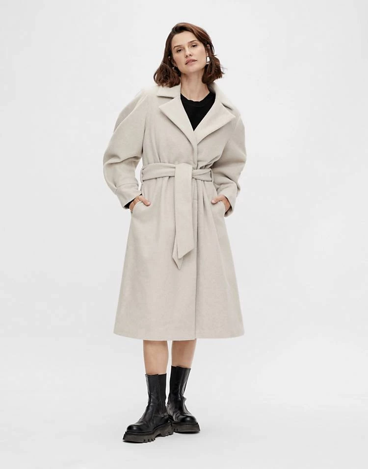 Y.A.S Volume Sleeve Belted Coat In Stone For Women 7 Y.A.S Volume Sleeve Belted Coat In Stone For Women - Image 5